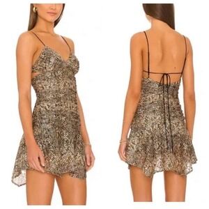 New! Free People Women's Sierra Lace Strappy Tie Back Mini Dress Size 4 13396